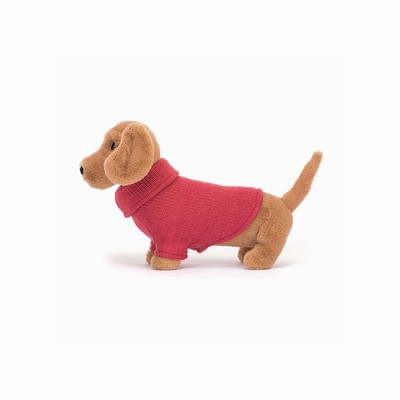 Jellycat Sweater Sausage Dog USA | 17084MTHX